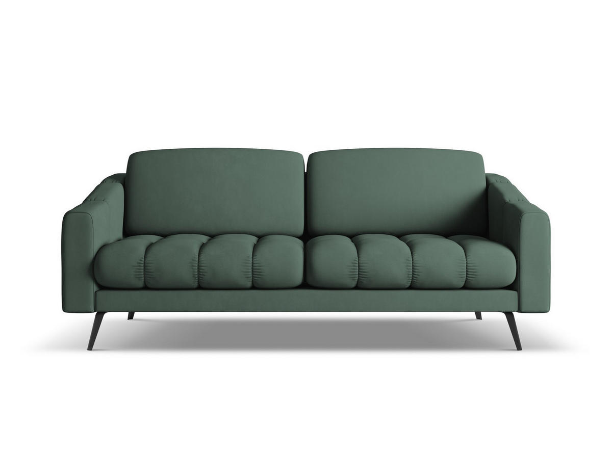 3-SITZER SOFA Chenille Stoff Grün - Schwarz/Grün, Textil/Metall (202/80/95cm) - Makamii