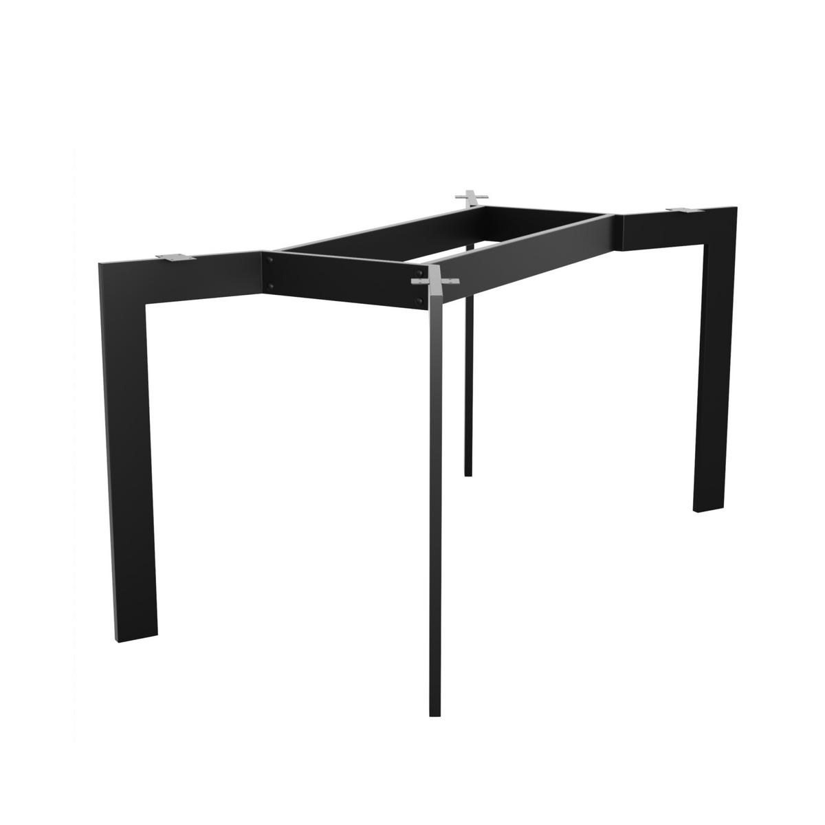 TISCHBEINE Barax Double Metall Schwarz 140/70/72 cm - Schwarz, Metall (70/72/140cm) - Metalo Pro