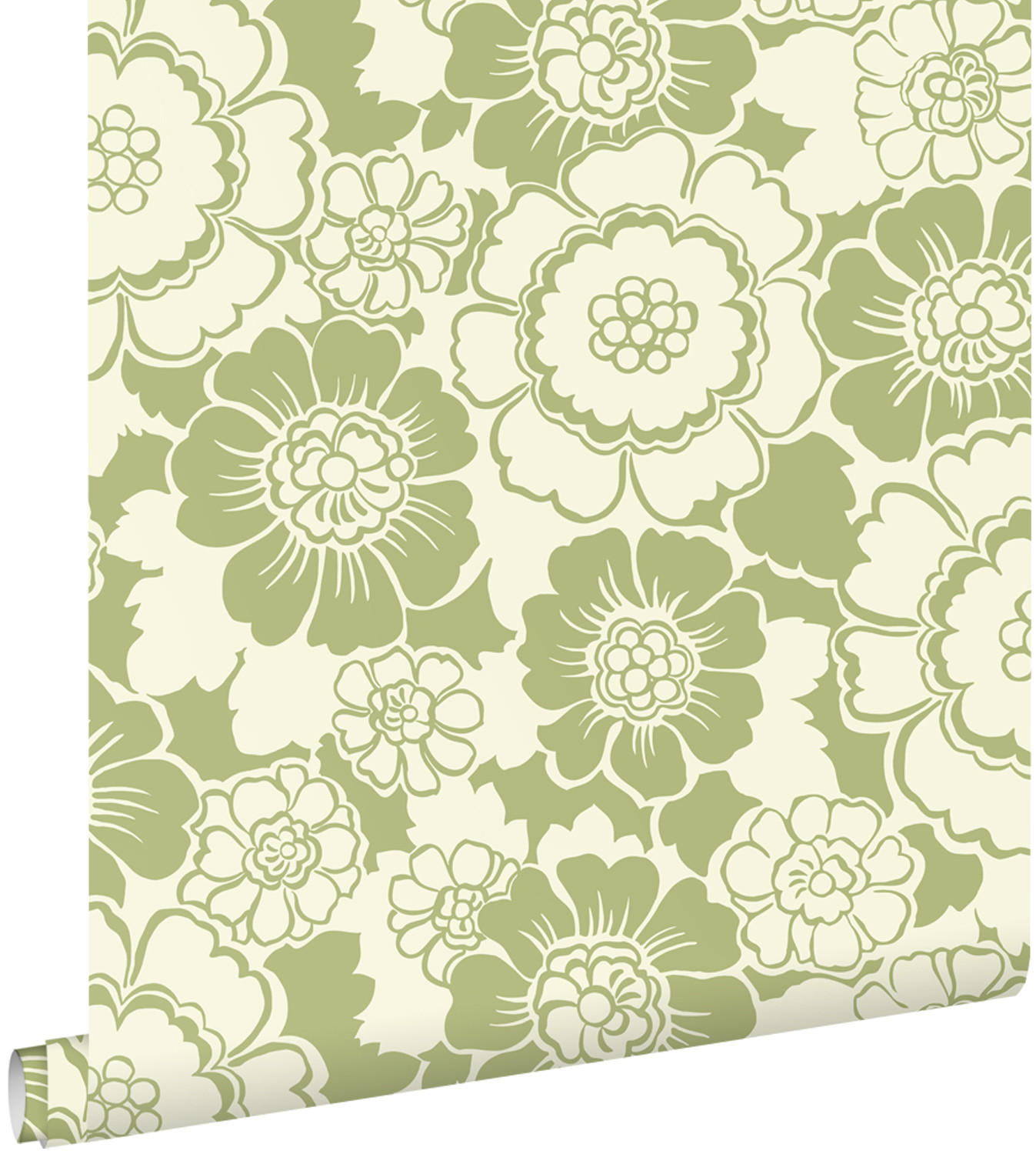 TAPETE Retro Blumen 50 x 900 cm - Grün, Papier (50/900cm) - ESTAhome