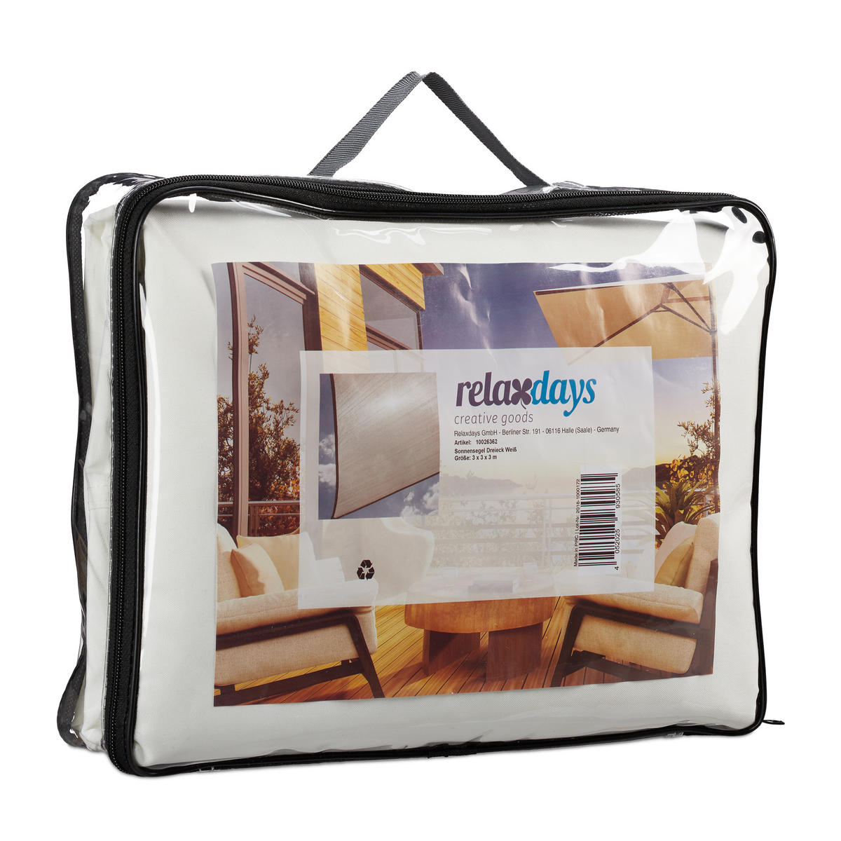 SONNENSEGEL - Weiß, Textil/Metall (300/250cm) - Relaxdays