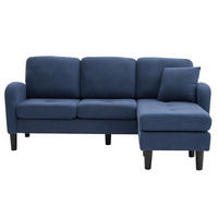 ECKSOFA 166/118/77 cm Blau aus Cordstoff mit Chaiselongue - Blau, Textil (118/166cm) - OKMYHOME