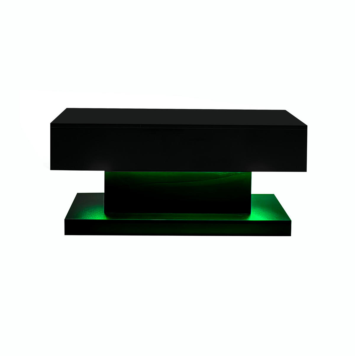 COUCHTISCH aus Spanplatte 100x50x45 cm Schwarz mit LED-Beleuchtung, hydraulischem Lift und Stauraum - Schwarz, Holzwerkstoff (100/50/45cm) - IVMEU
