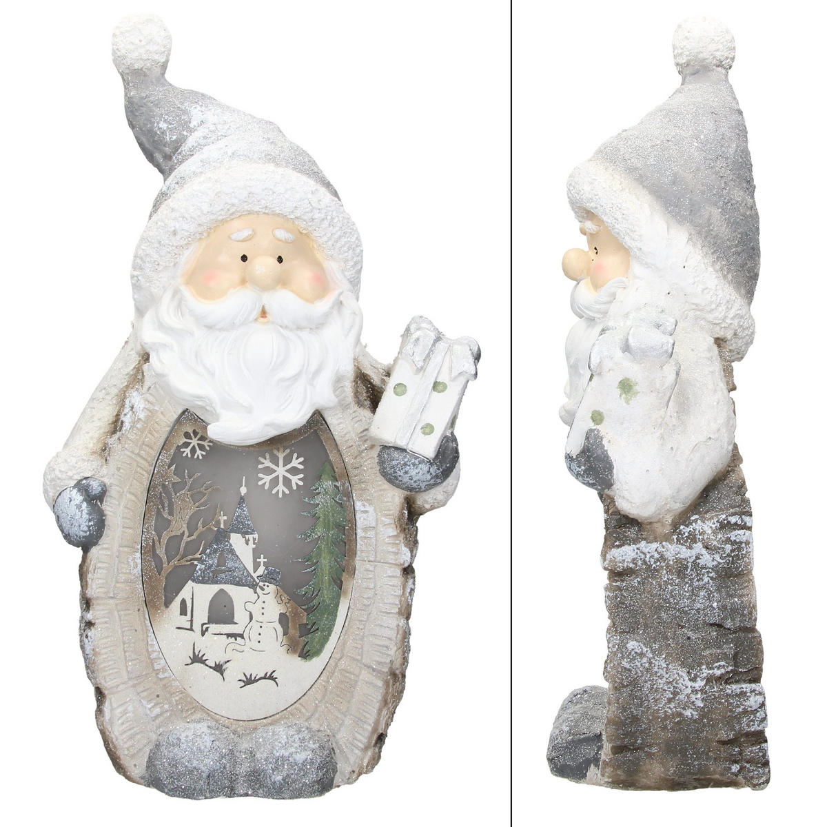 LED-WEIHNACHTSMANN DEKO FIGUR 52 cm Warmweiß batteriebetrieben für Innen - Grau, Kunststoff (14/52/27cm) - ECD-Germany