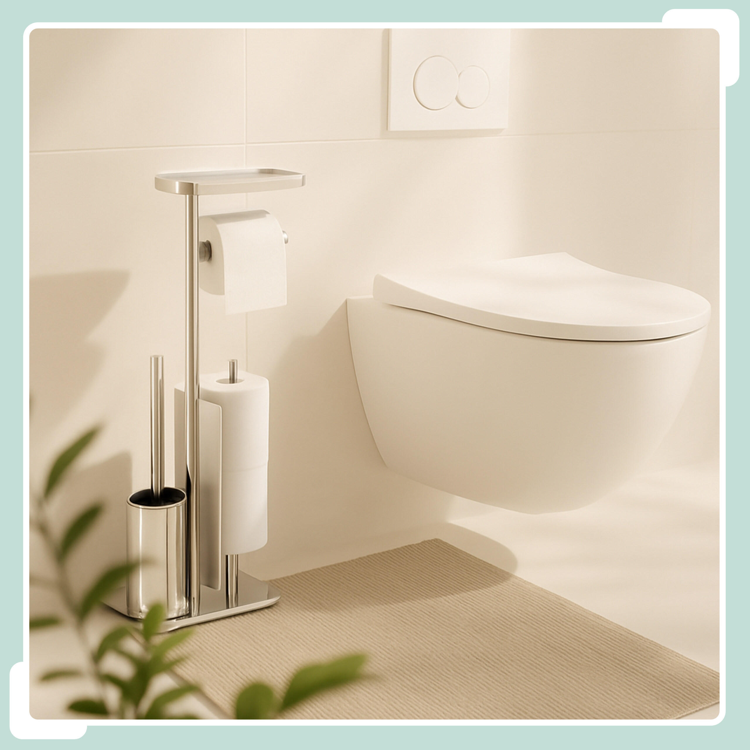 WC-GARNITUR - Silberfarben, Kunststoff/Metall (22/75/20cm) - Relaxdays