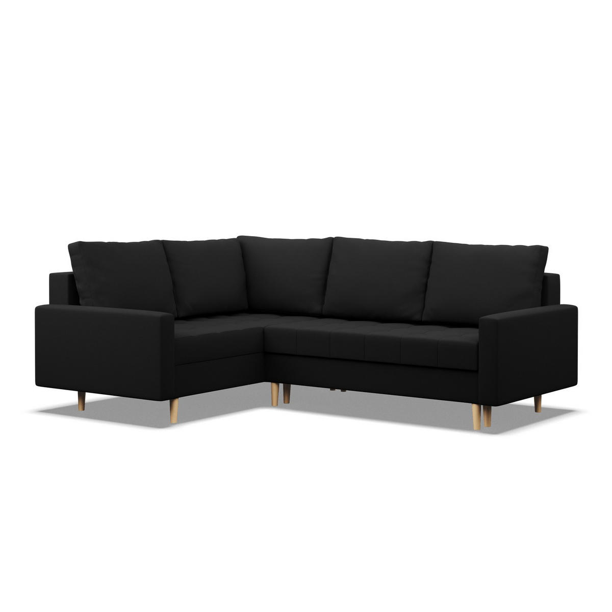 ECKSOFA LINKS MIT SCHLAFFUNKTION ELMA, Schwarz - Schwarz, Textil (223/172cm) - Mebligo