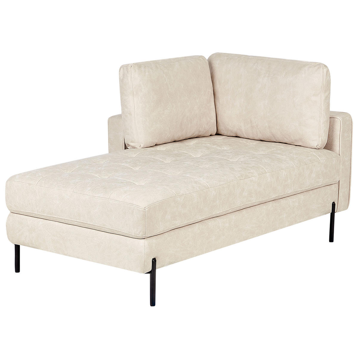 CHAISELONGUE-RECHTSSEITIGE Kunstleder Hellbeige Rebais - Beige/Schwarz, Kunststoff (172/85/85cm) - Beliani