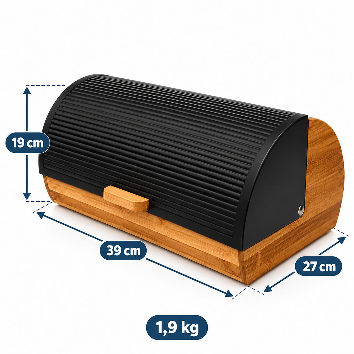 CHLEBNÍK přírodní černá bambus výklopné víko - světle hnědá, kov/dřevo (39/19/27cm) - Relaxdays
