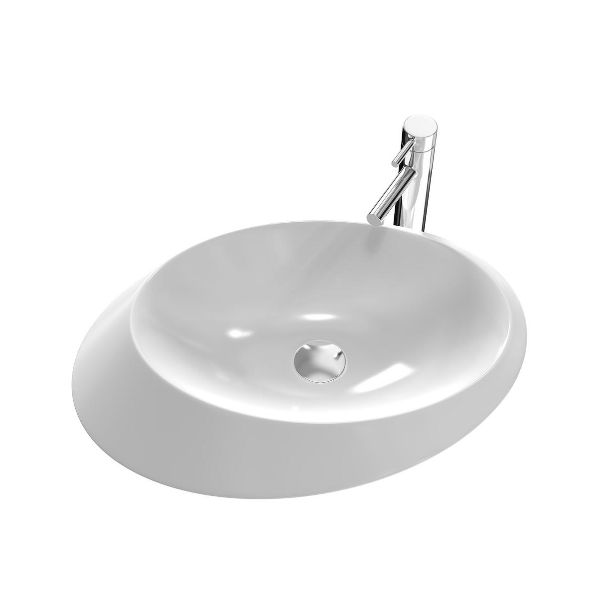 EMKE WASCHBECKEN Oval asymmetrisches Design Weiß 60/45/14,5 cm 