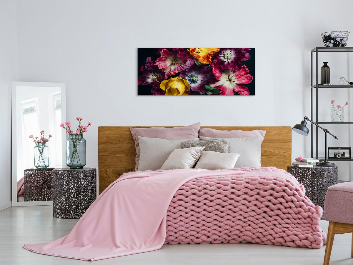 GLASBILD 125x50 cm Tulpen bunt - Gelb, Glas (125/50cm) - artissimo