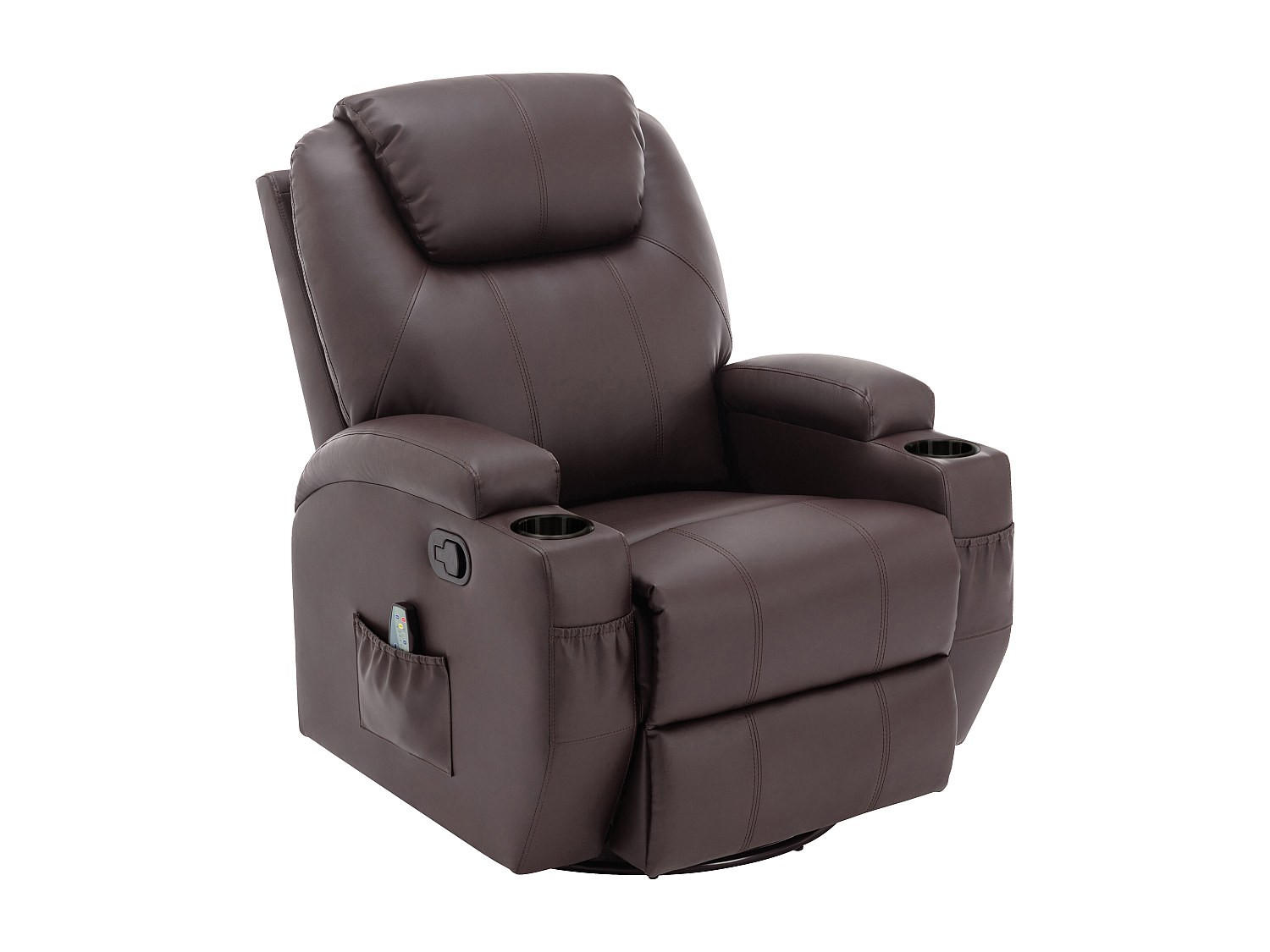 MASSAGESESSEL - Kunstleder - Braun - SILVANO - Braun, Leder (95/105/82cm) - Vente-Unique