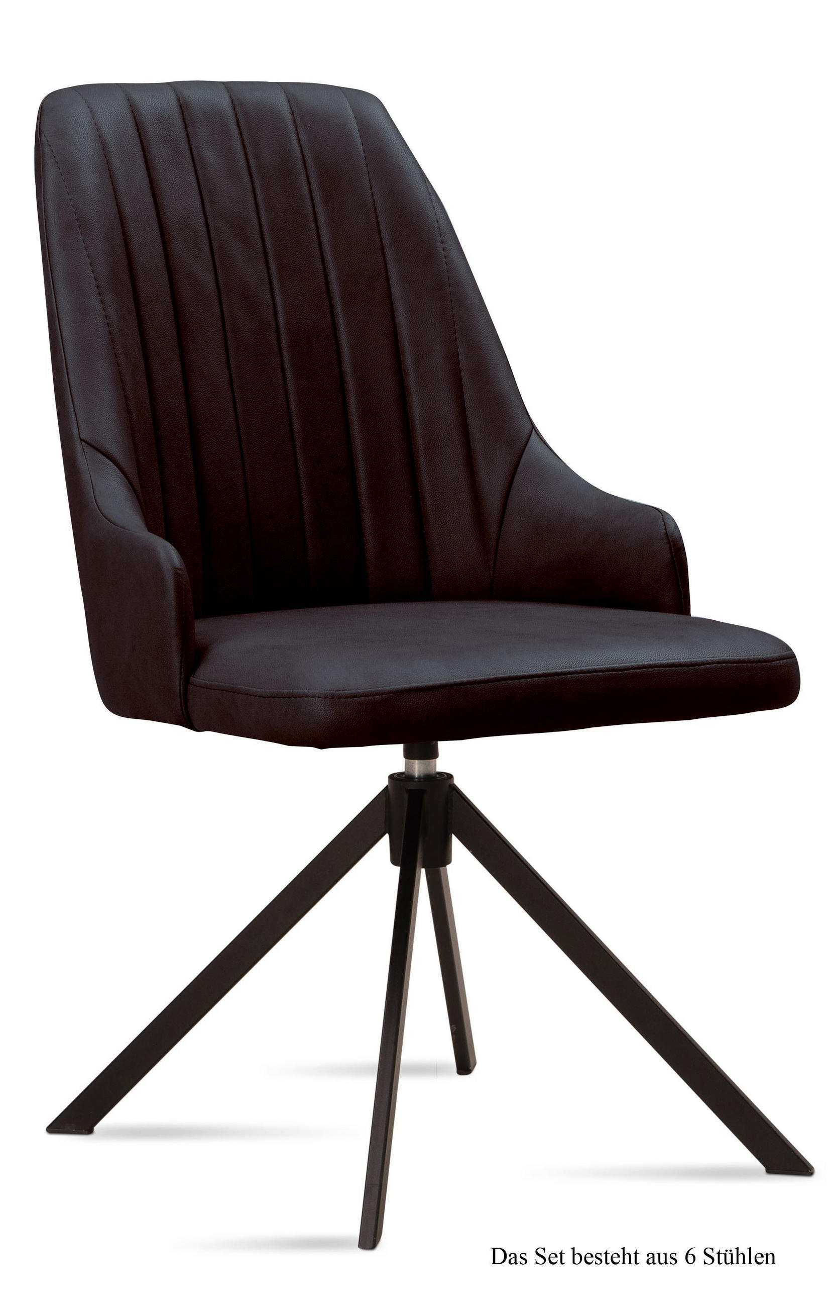 ESSZIMMERSTUHL drehbar (6er-Set) Denise 52x91x60 Schwarz/Espresso - Dunkelbraun/Schwarz, Kunststoff (60/91/52cm) - 58aufmkessel