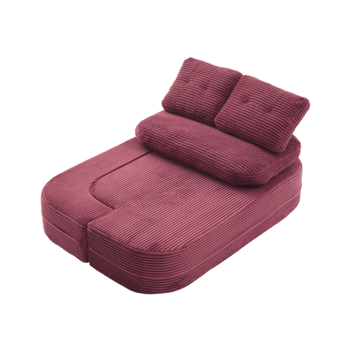 SCHLAFSOFA DE-33608 2-in-1 mit Getränkehaltern und tiefer Sitzfläche Weinrot - Weinrot, Textil (165/61/97cm) - ComfortXL