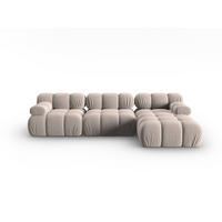 MODULARES-ECKSOFA rechts Bellis aus Samt beige 4 Sitzplätze - Beige, Textil (122/285cm) - Micadoni