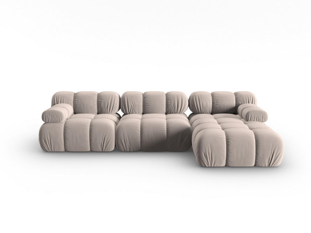 MODULARES-ECKSOFA rechts Bellis aus Samt beige 4 Sitzplätze - Beige, Textil (122/285cm) - Micadoni
