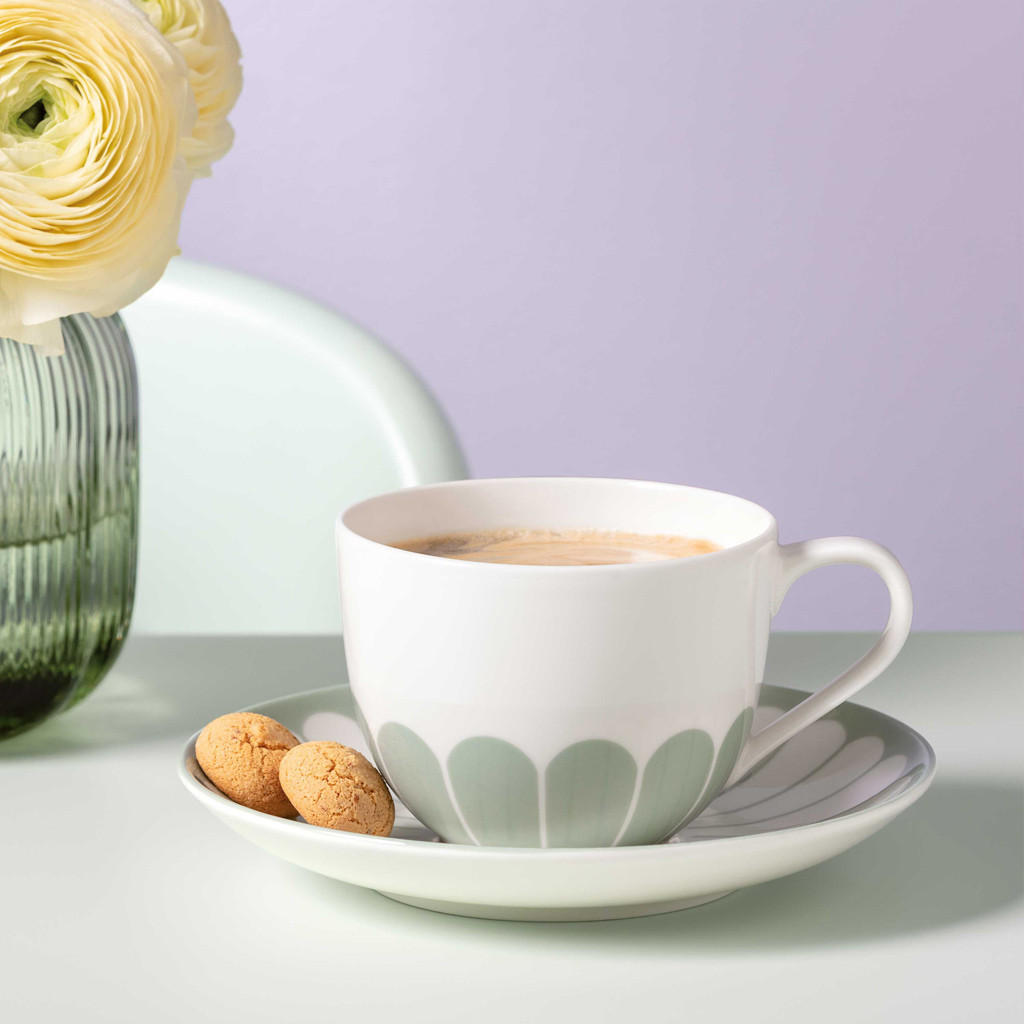 KAFFEETASSE MIT UNTERTASSE Fleur Couleur Vert 160 ml - Grün, Keramik (0.16L) - Villeroy & Boch