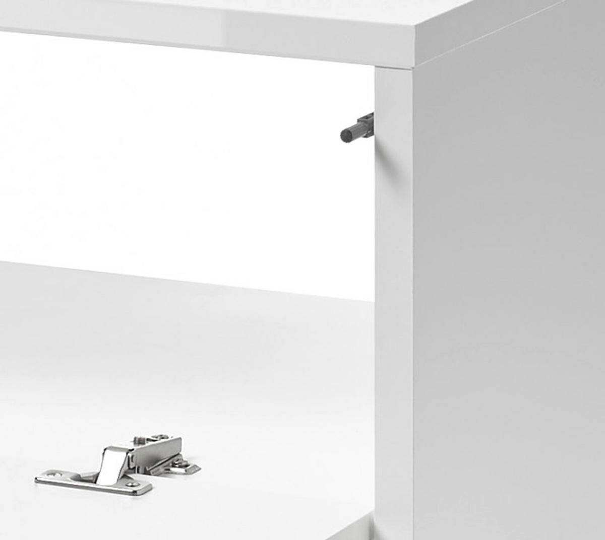 WASCHBECKENUNTERSCHRANK weiß Hochglanz, Eiche 80 cm, Bad Unterschrank mit Push-to-Open - Weiß Hochglanz, Holzwerkstoff (80/46/46cm) - Furn.Design