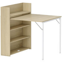 ESSTISCH Klappbar mit Regal, Platzsparend, 78,5 x 91 x 93 cm, Eiche - Eichefarben, Holzwerkstoff (91/78.5/93cm) - HOMCOM