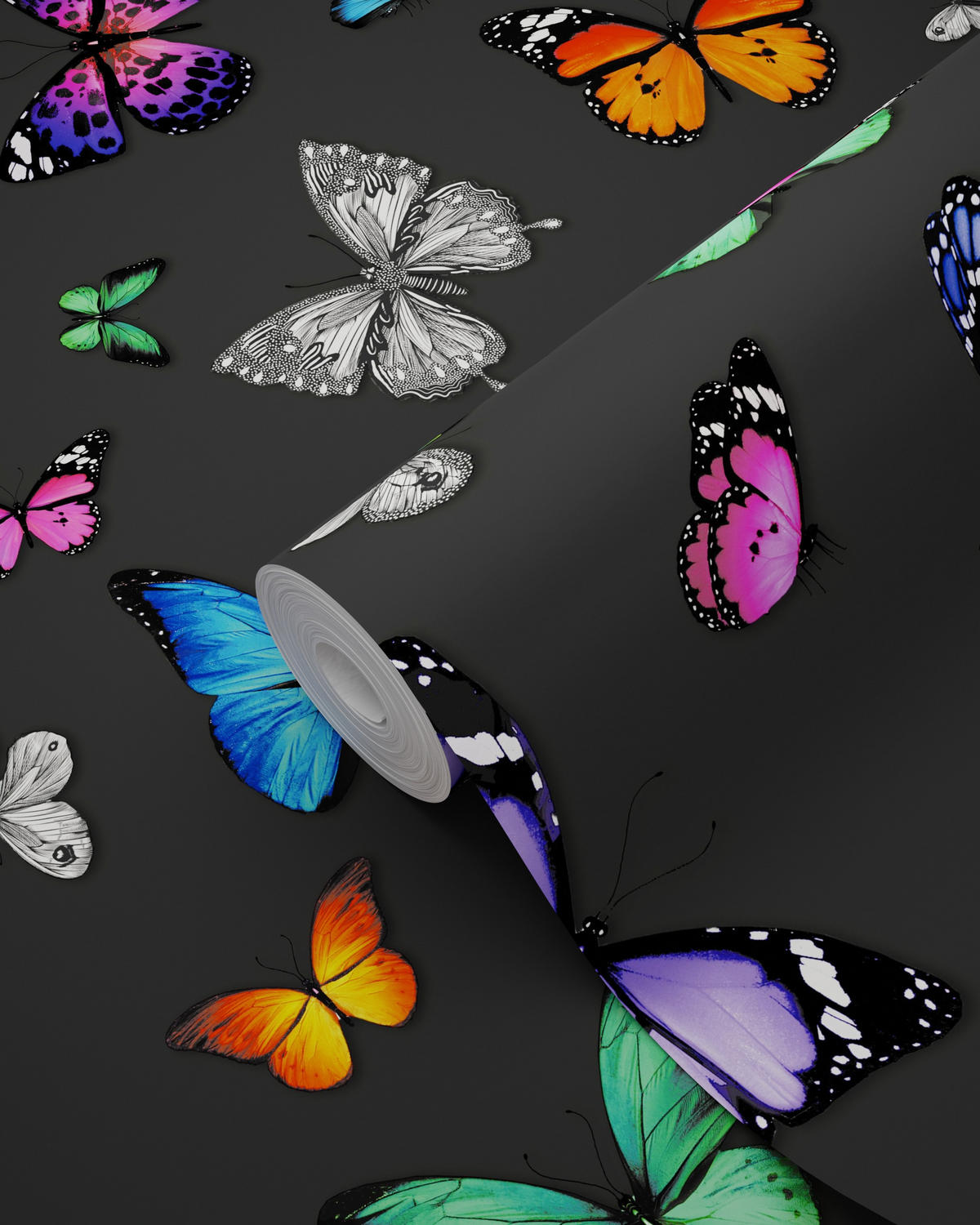 TAPETE Schmetterlinge 53 cm x 10.05 m - Schwarz, Papier (53/1000cm) - ESTAhome