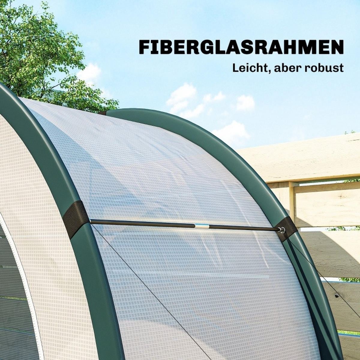 GEWÄCHSHAUS aus Polyethylen 200x80x164 cm in Grün mit klappbarem Design - Grün, Kunststoff (80/164/200cm) - Modfu