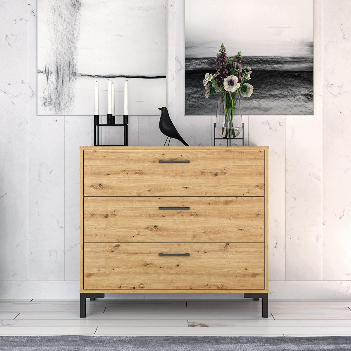 KOMMODE Liora Holz - Braun, Holzwerkstoff (92/83/40cm) - Petits-meubles