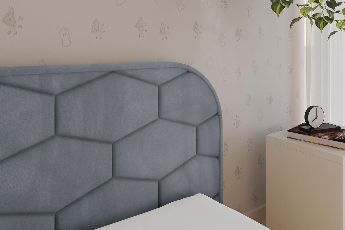 EINZELLBETT Jugendbett mit Bettkasten und Matratze H3/H4, Links - JAXY 90x200 Grau - Grau, Holzwerkstoff/Textil (90/200cm) - ALTDECOR