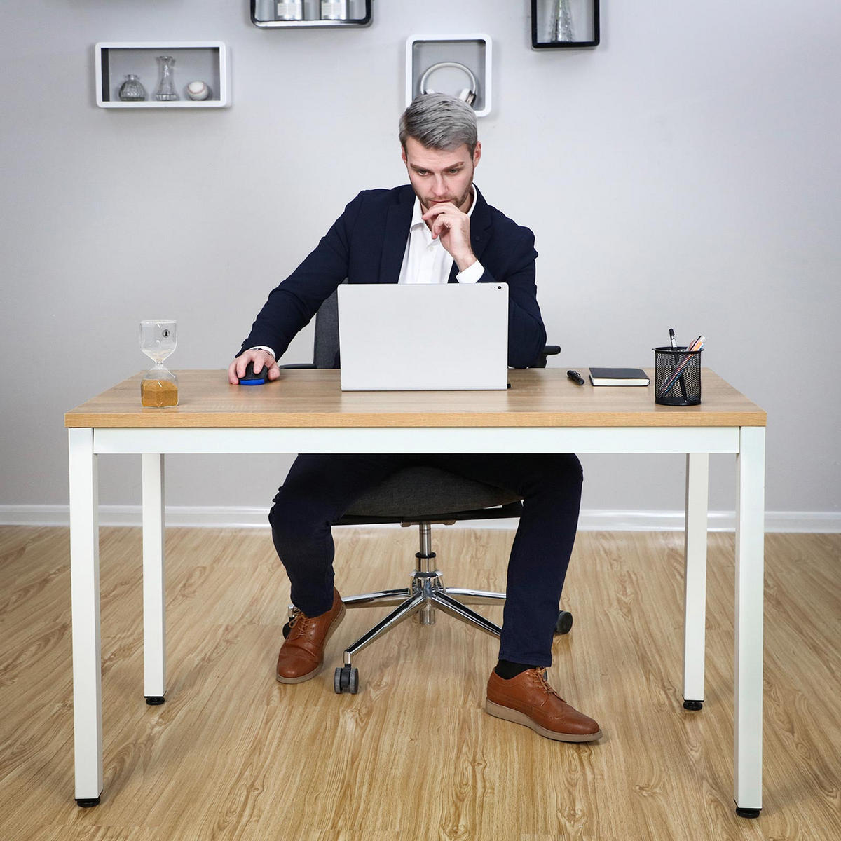 SCHREIBTISCH COMPUTERTISCH - Weiß, Holzwerkstoff (120/76/60cm) - Hansiro