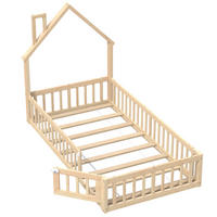 HAUSBETT 90/200 cm DE-03138, mit Schornstein-Design, in Natur - Naturfarben, Holz/Holzwerkstoff (90/200cm) - ComfortXL