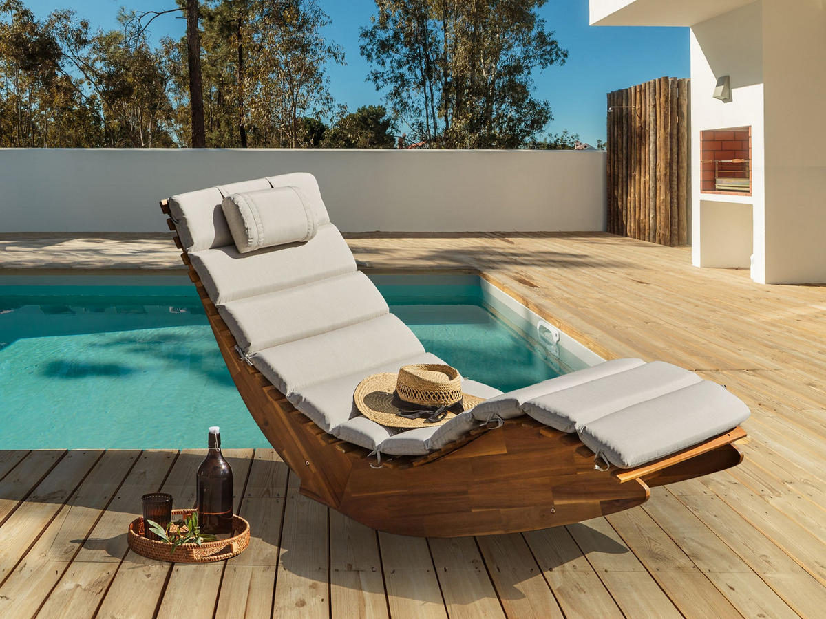 LIEGENAUFLAGE Taupe 60/180 cm Brescia Premium - Taupe, Textil (180/5/60cm) - Beliani