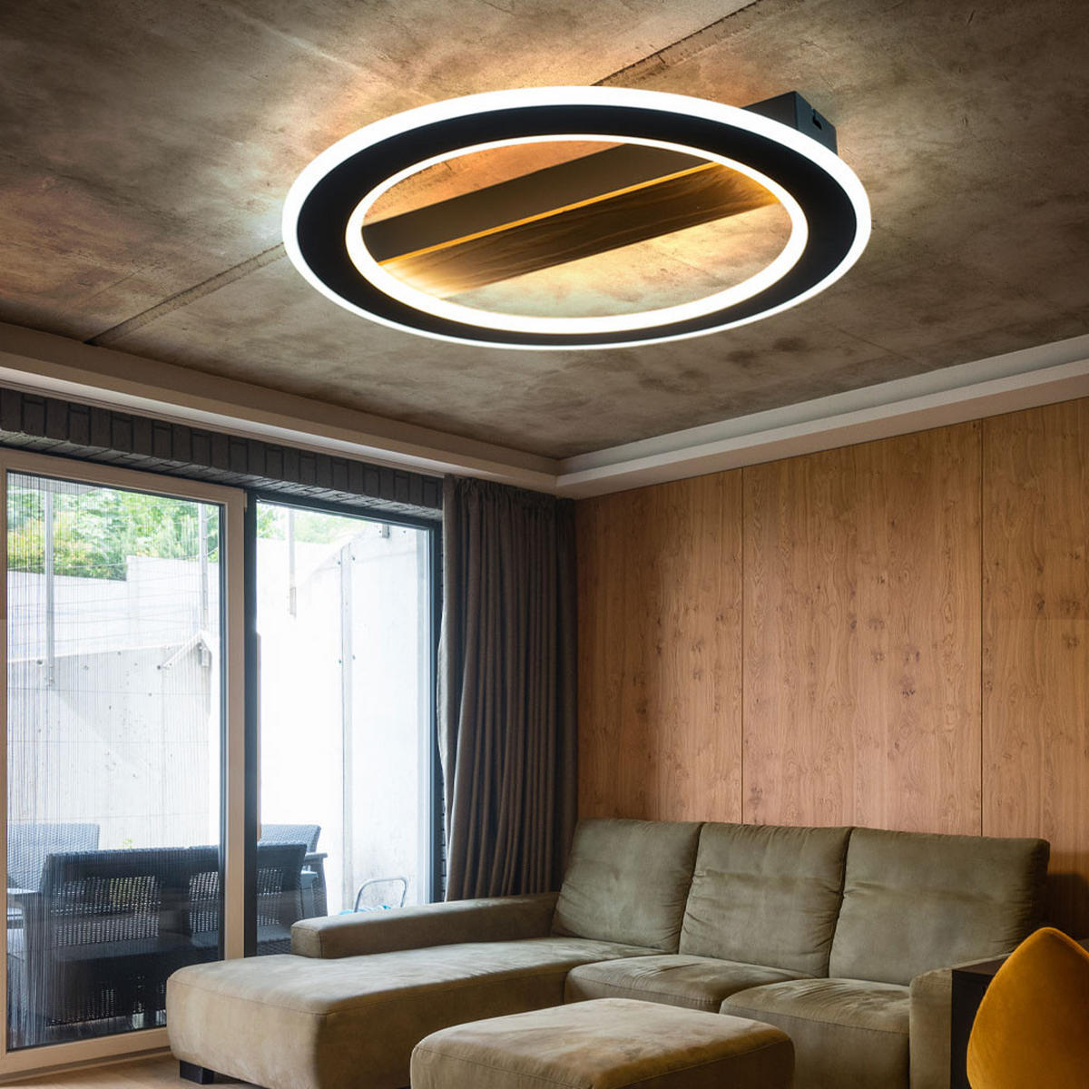 LED DECKENLEUCHTE MATTIA Holzoptik Schwarz - Schwarz, Holz (45/45/5.5cm) - Globo Lighting