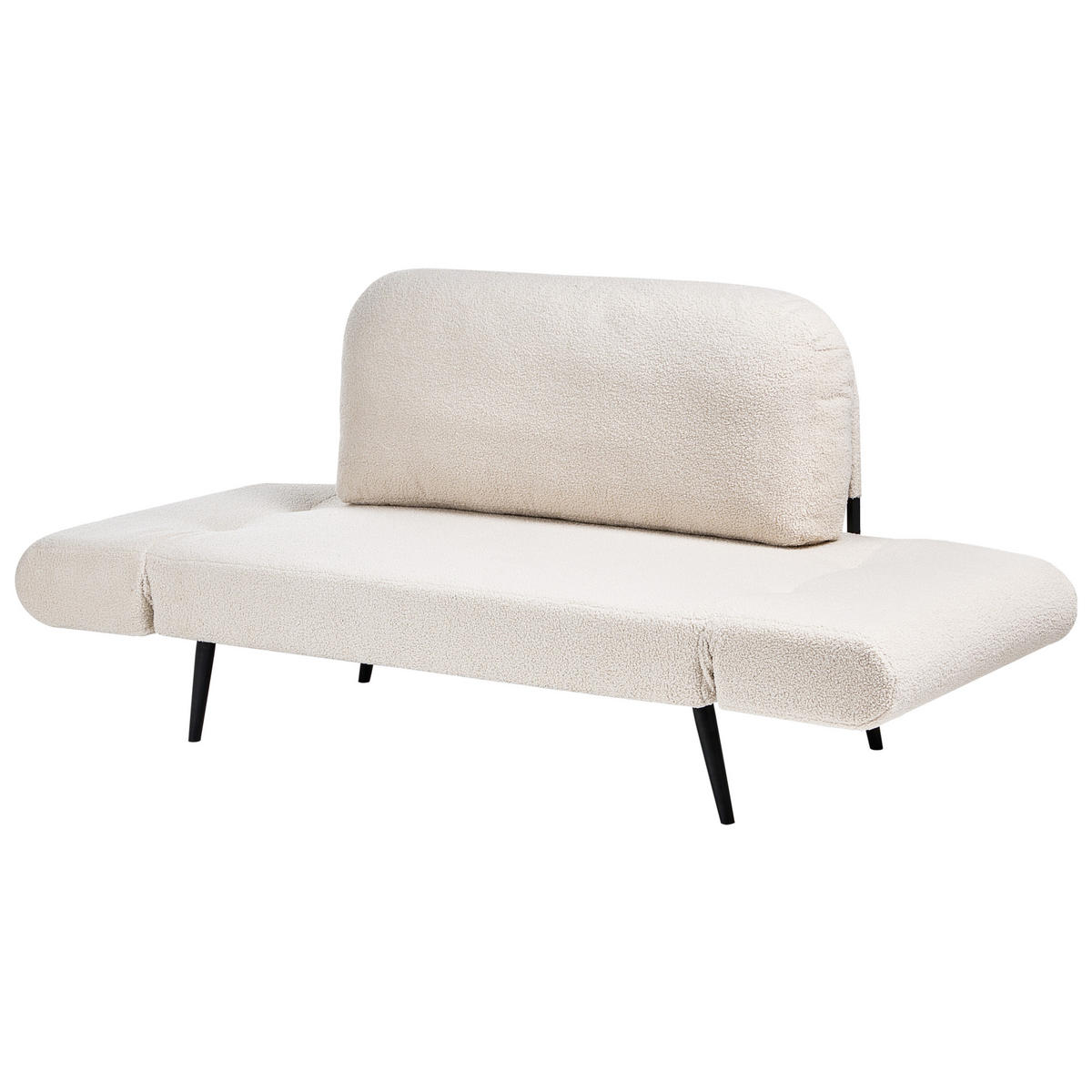 SCHLAFSOFA 2-Sitzer Bouclé Cremeweiß Dorotea - Creme/Schwarz, Textil (190/88/79cm) - Beliani