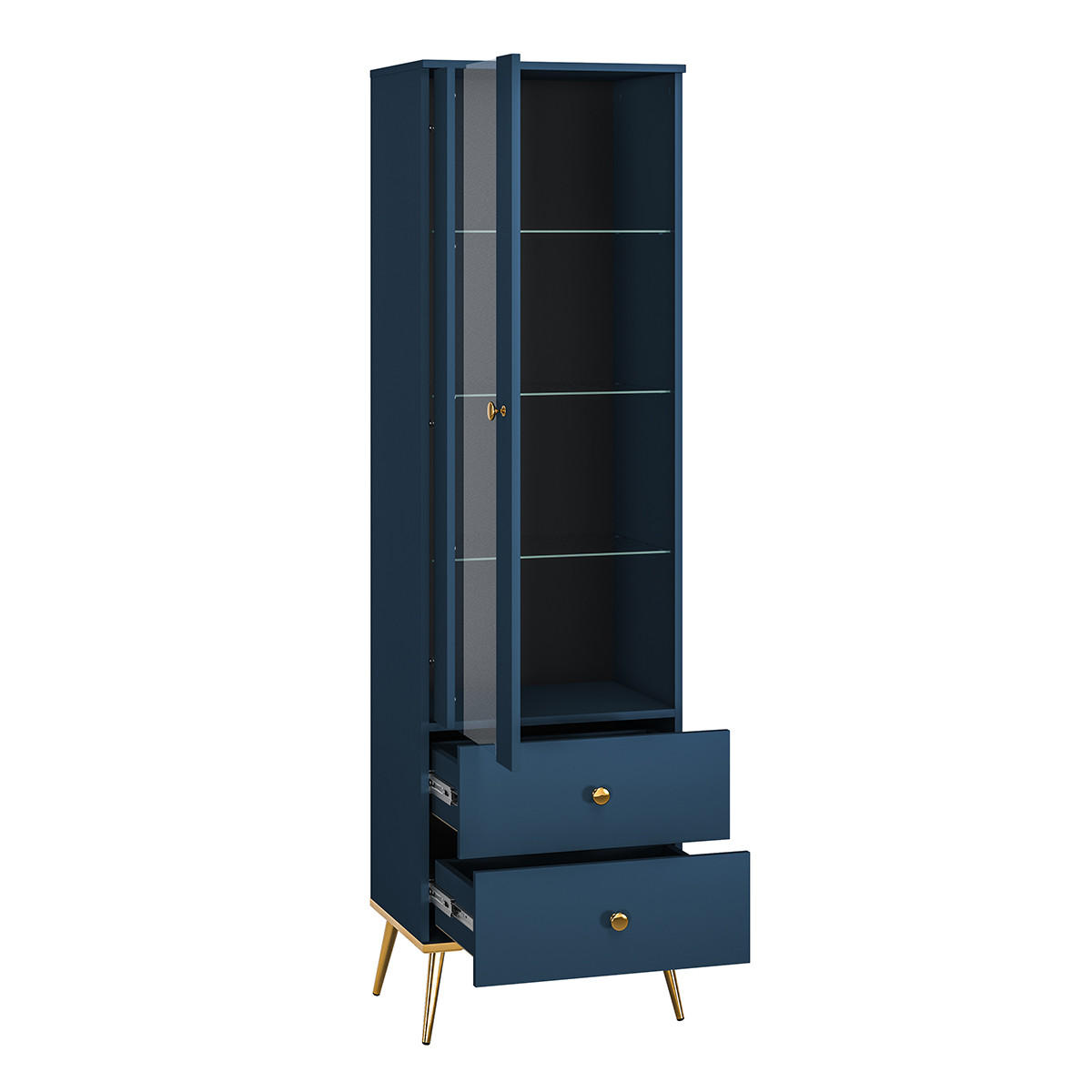VITRÍNA Thalia Modrá - modrá, kompozitní dřevo (55/190/40cm) - Petits-meubles