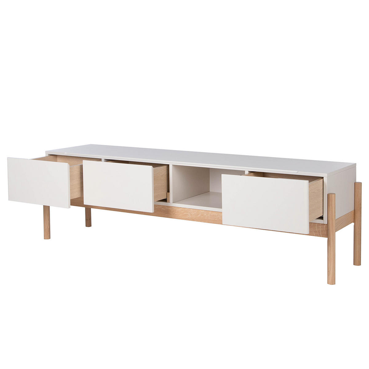 TV-LOWBOARD - Muschelweiß / Eiche Hell - Eichefarben/Weiß, Holz/Holzwerkstoff (188/55/45cm) - home24