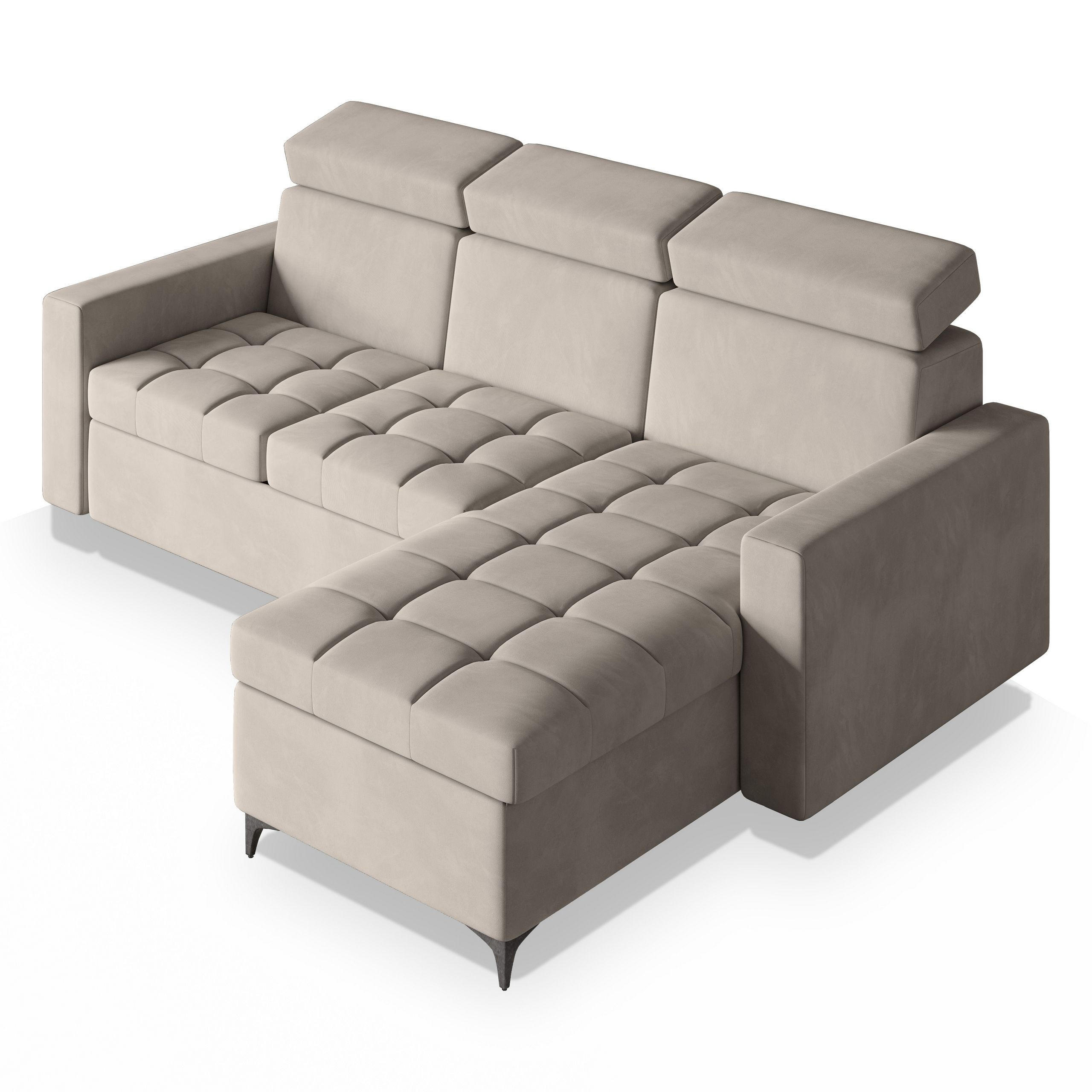 ROHOVÁ SEDAČKA KAME béžová - černá/béžová, kov/dřevo (227/168cm) - MASSENO