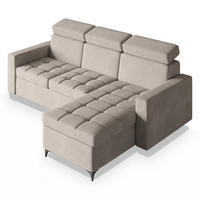 ROHOVÁ SEDAČKA KAME béžová - černá/béžová, kov/dřevo (227/168cm) - MASSENO