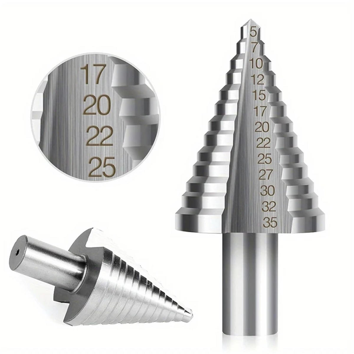 BOHRER - (5 mm - 35 mm), titanbeschichtet, massiv. - Silberfarben, Metall (3.5/3.5/7.3cm) - DCA