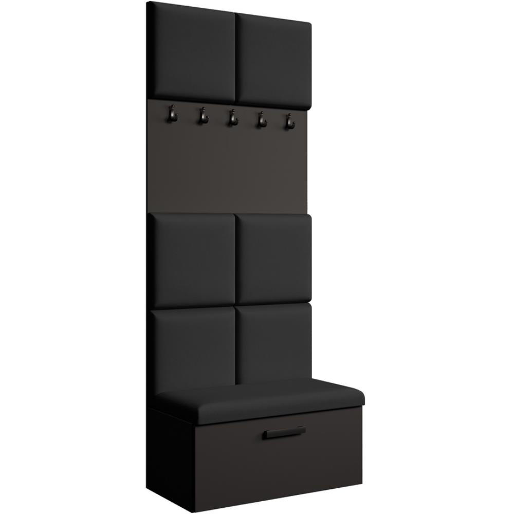 GARDEROBE Margaret I 81/203/43 gepolsterten Paneelen - Schwarz, Holzwerkstoff/Kunststoff (81/203/43cm) - Beautysofa