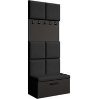 GARDEROBE Margaret I 81/203/43 gepolsterten Paneelen - Schwarz, Holzwerkstoff/Kunststoff (81/203/43cm) - Beautysofa