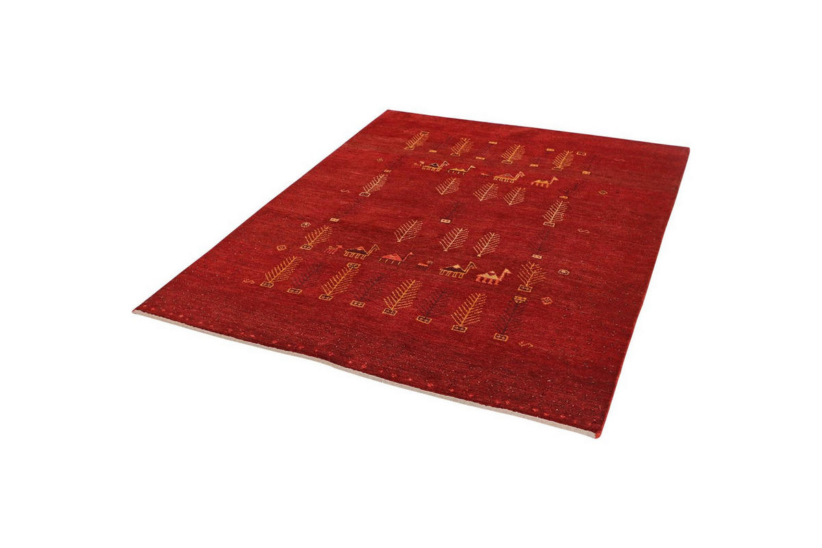 GABBEH-TEPPICH handgeknüpft Rizbaf Rot 192/149 cm Schurwolle - Rot, Textil (149/192cm) - Looma