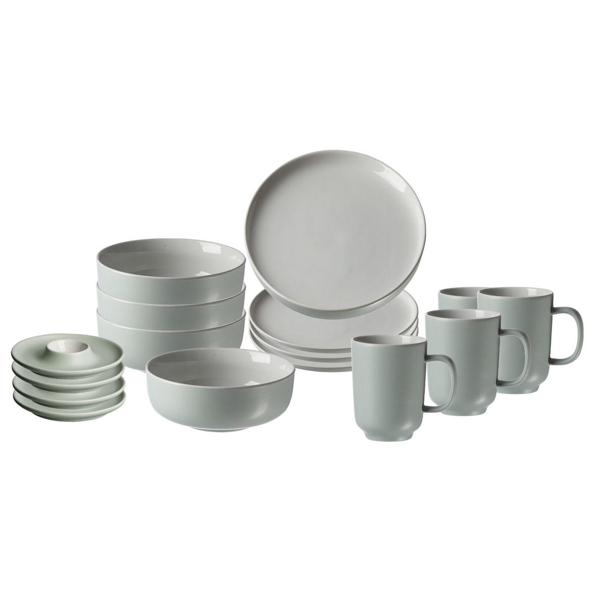 FRÜHSTÜCKSSET Jasper Mint 16er Set - Mintgrün, Keramik (1/1/1cm) - Ritzenhoff Breker