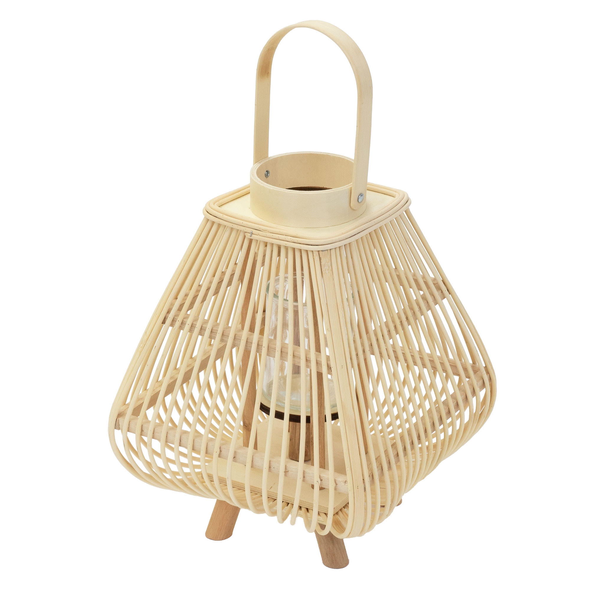 BAMBUSOVÁ LAMPION V: 45,5 cm, barva dřeva, styl boho