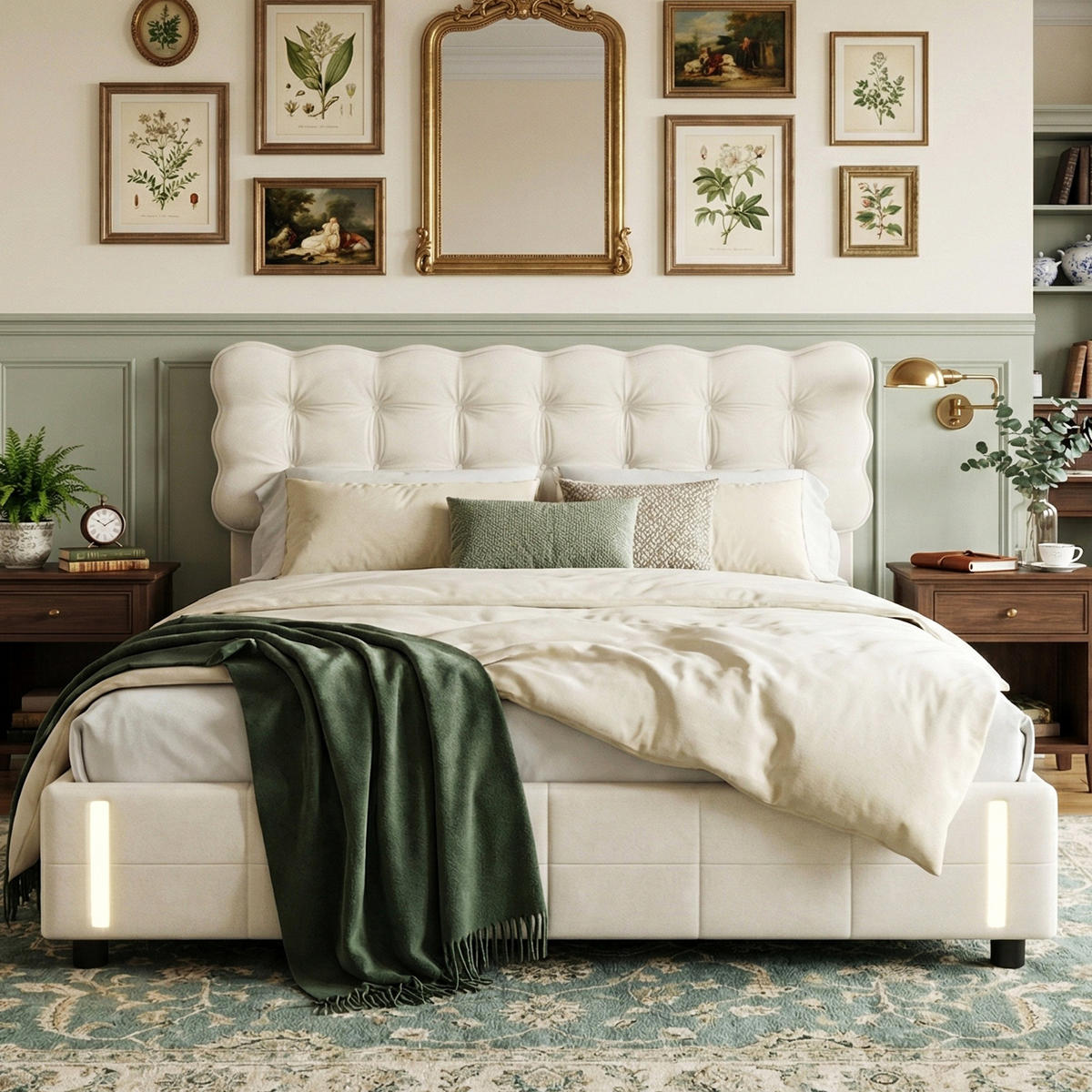 POLSTERBETT Eleganz 160/200 cm mit Bettkasten & Bewegungsmelder Samtoptik Beige - Beige, Textil (160/200cm) - Creahappy