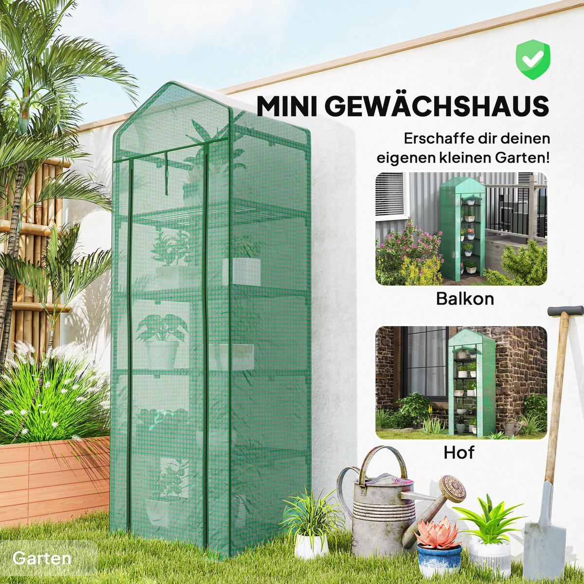 MINI-GEWÄCHSCHAUS DE-05719 5 Ebenen, für Blumen & Gemüse Grün - Grün, Kunststoff/Metall (49/193/69cm) - ComfortXL