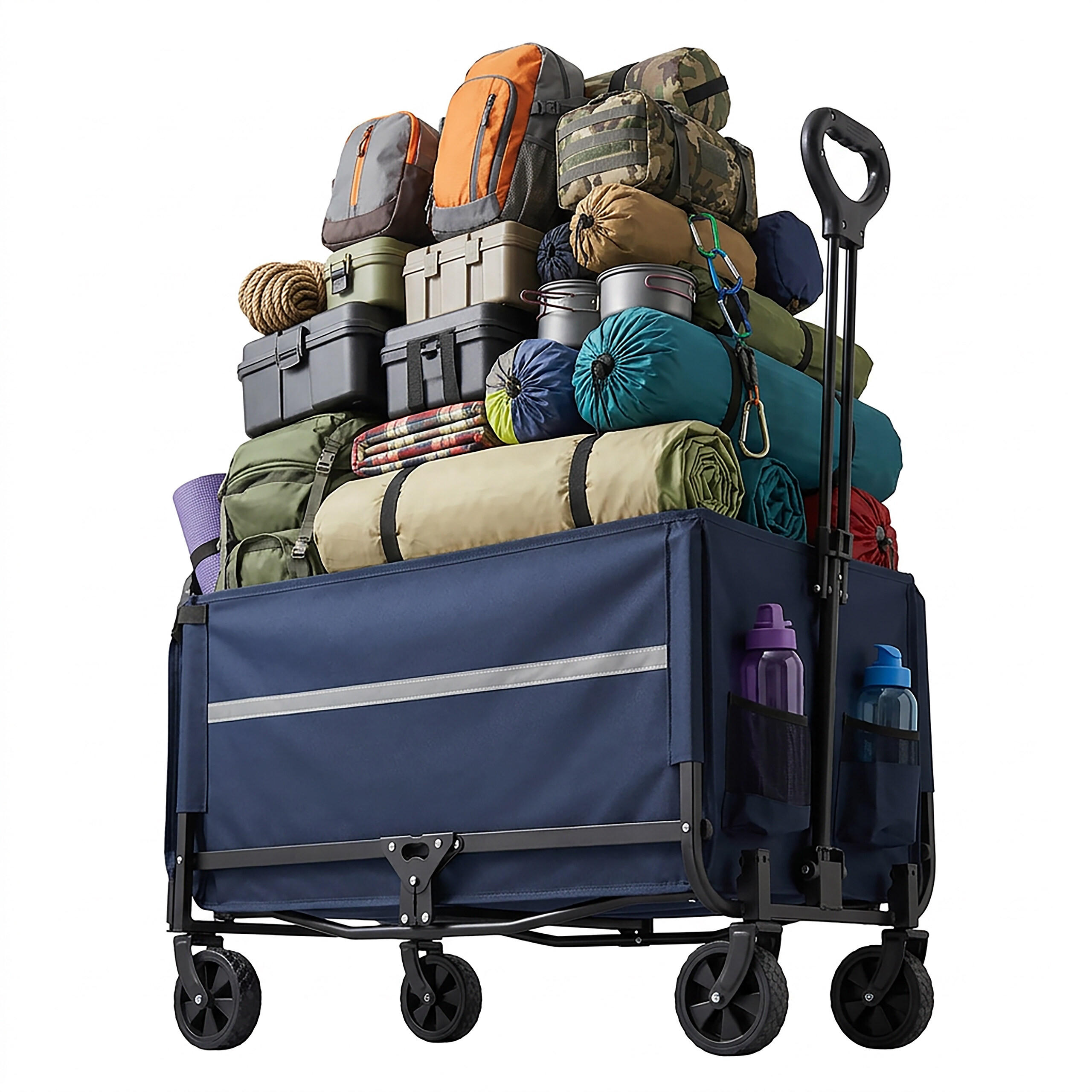 VOZÍK Modrý skládací 120 l - tmavě modrá, kov/textil (50/97/76cm) - Relaxdays