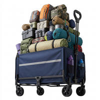 TRANSPORTVAGN Blå hopfällbar 120 l - Mörkblå, Textil/Metall (50/97/76cm) - Relaxdays