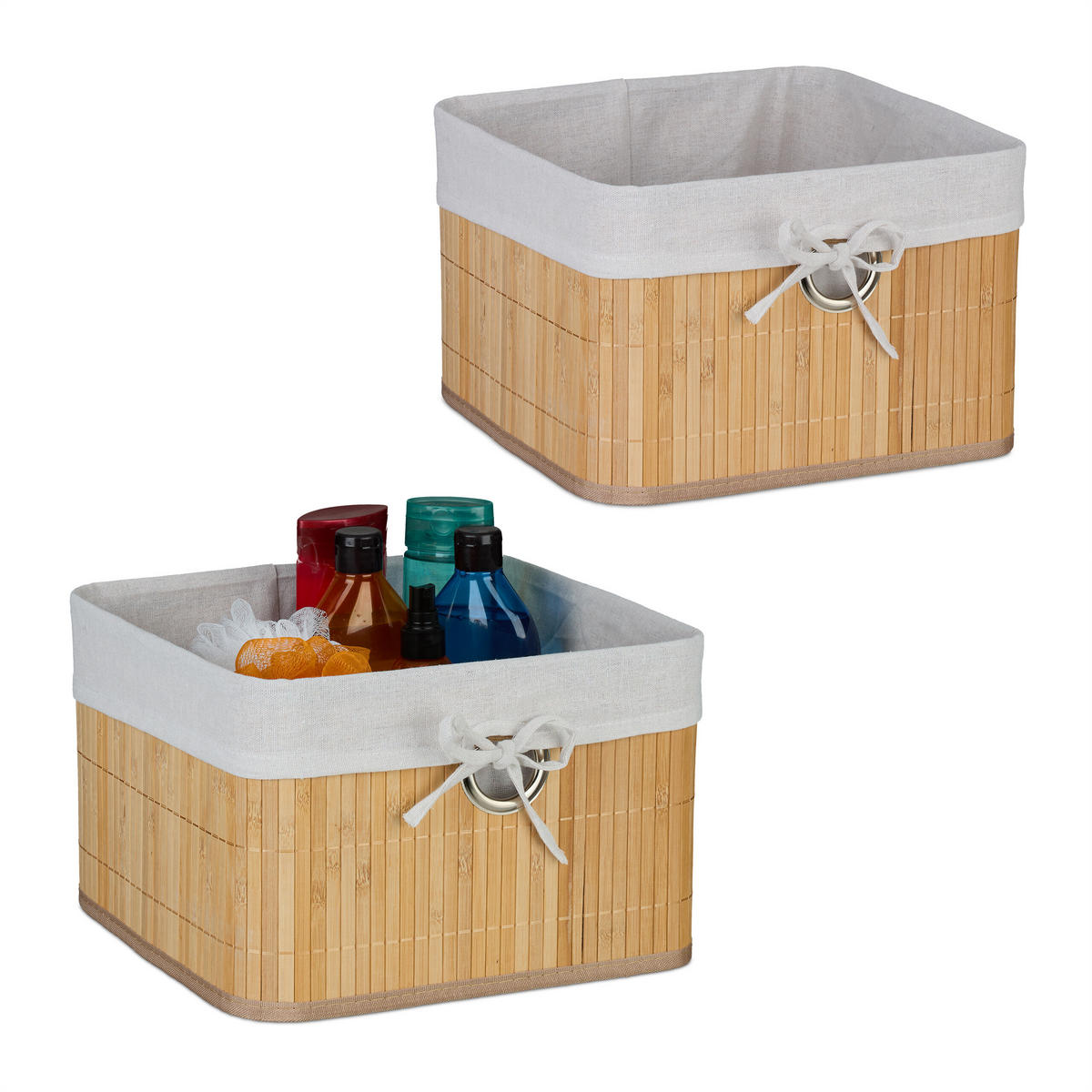 SADA úložných košů - různobarevná, kov/dřevo (31/20/31cm) - Relaxdays