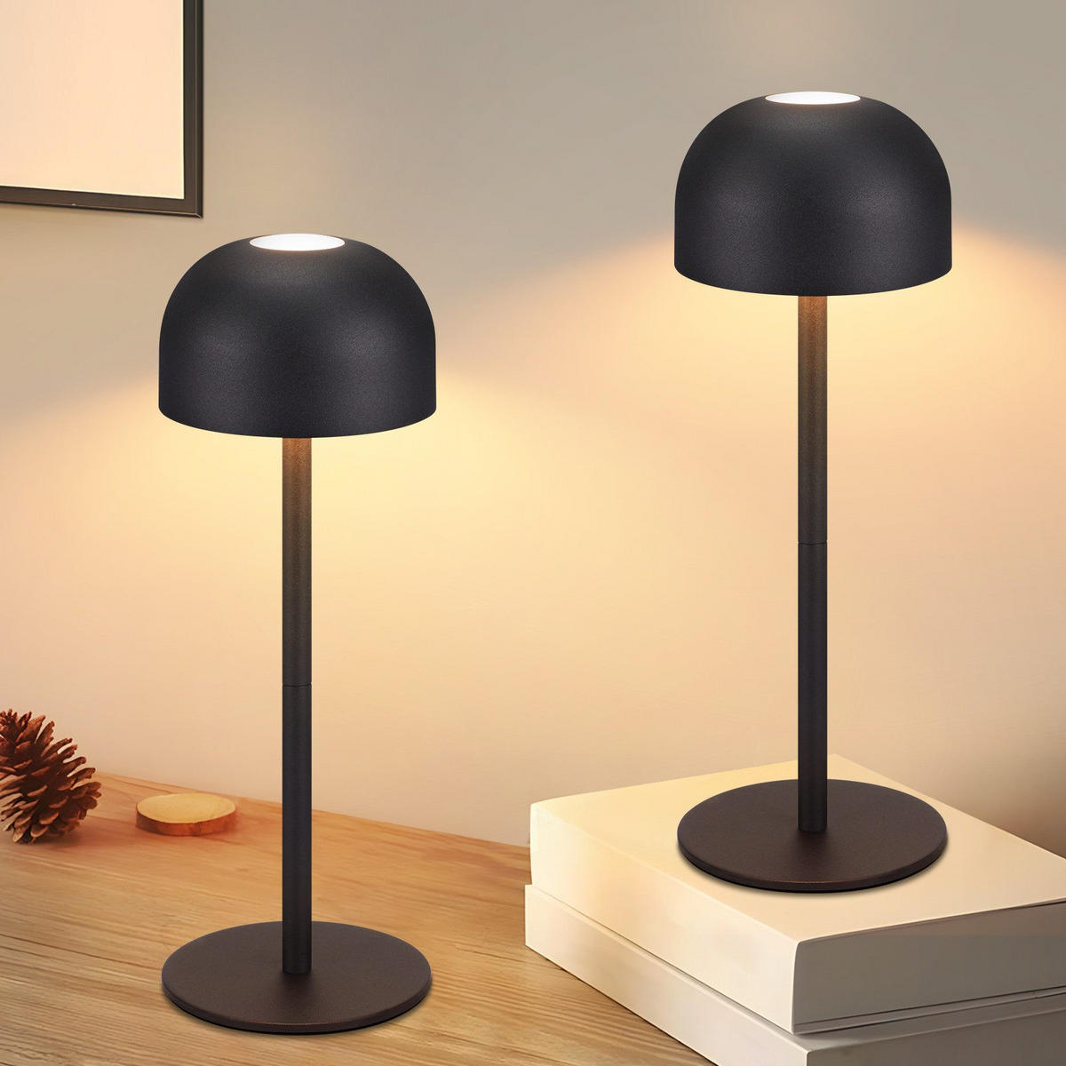 STOLNÍ LED lampa Aberle 9/9/25 cm (sada 2 ks) - černá, kov (9/9/25cm) - Nettlife