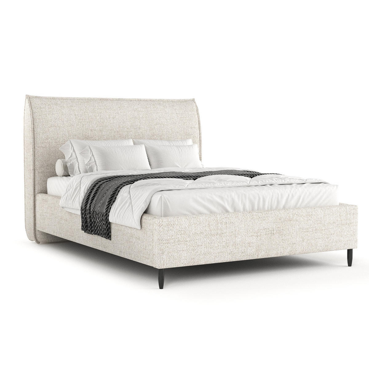 POLSTERBETT Shell Creme 160/200 cm im Webstoff - Creme/Schwarz, Holz/Holzwerkstoff (160/200cm) - Maison de Reve