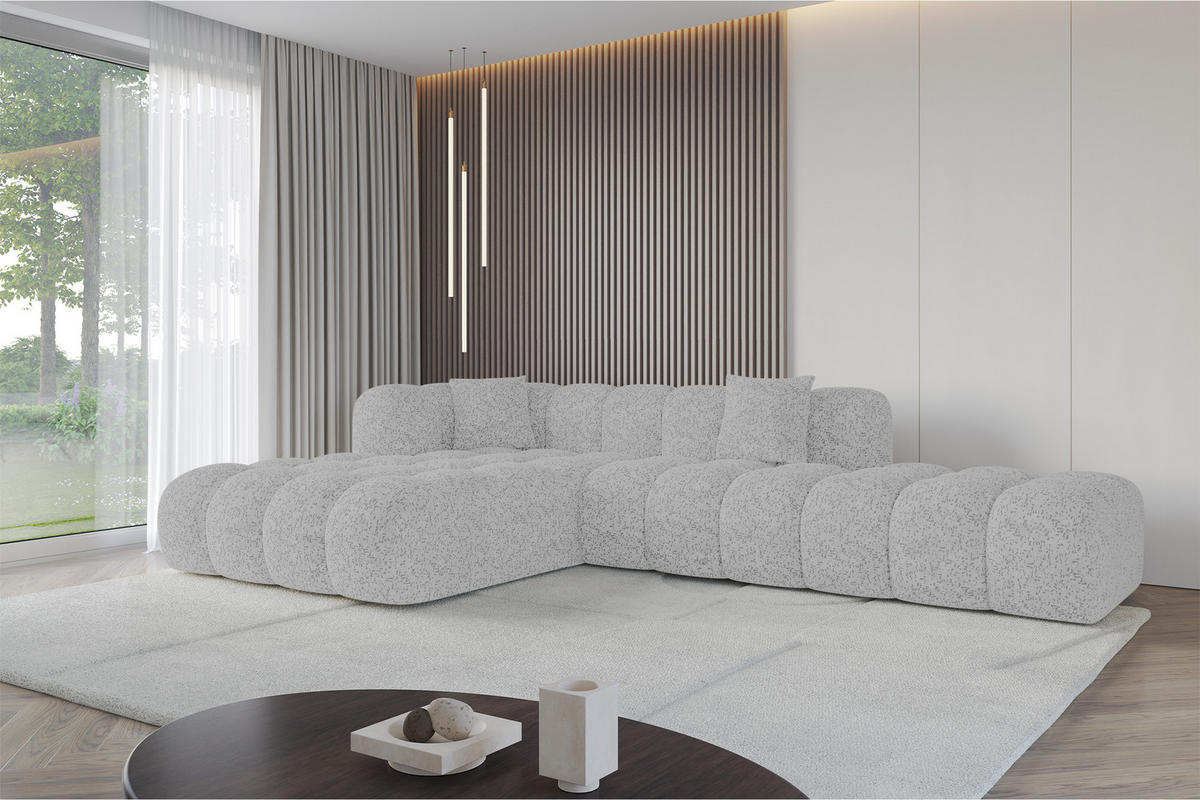 ECKSOFA Ottomane Links OLEA-L2 - 289x176x71 cm Grau - Schwarz/Grau, Holzwerkstoff/Kunststoff (289/176cm)