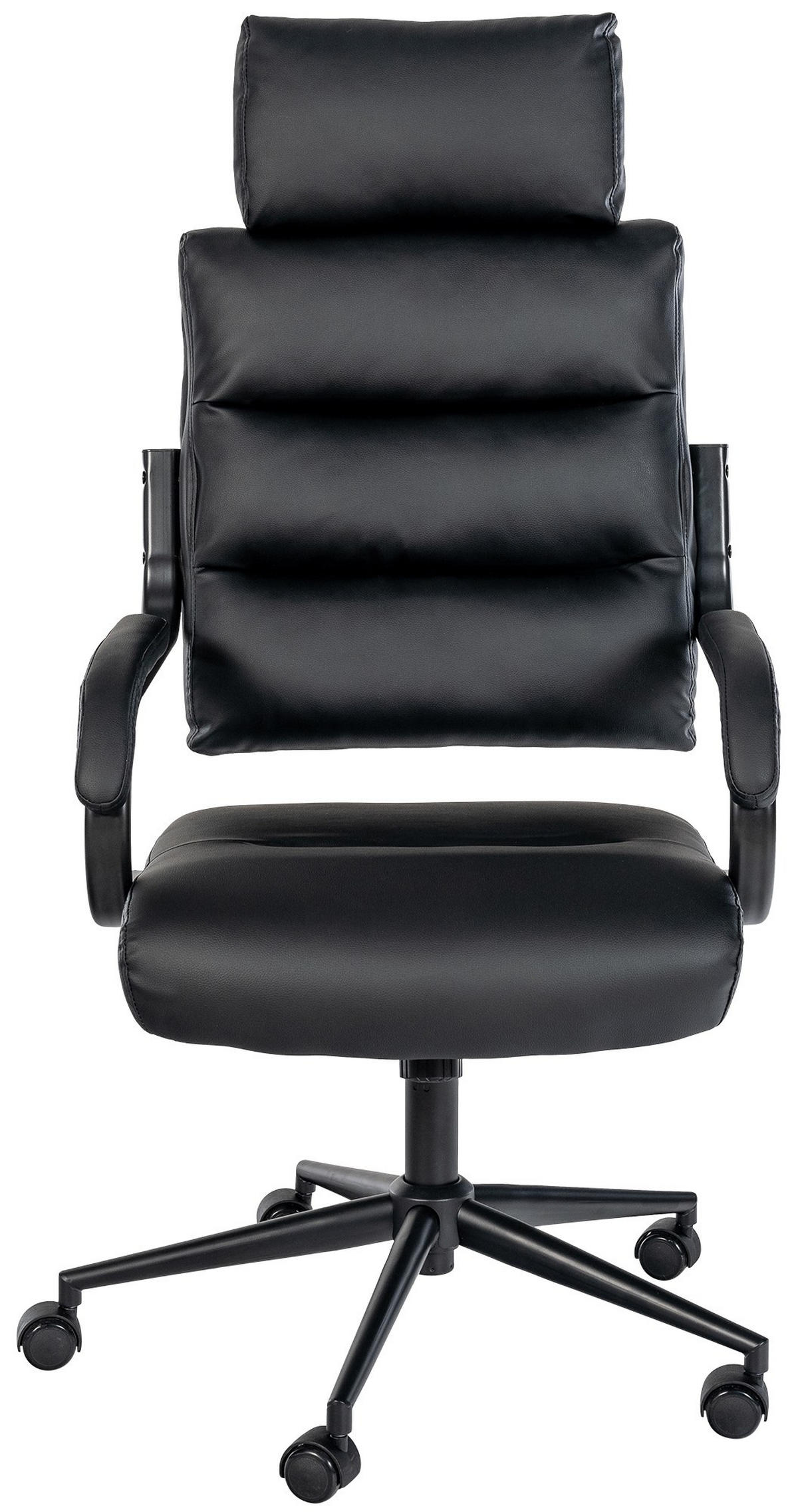 DREHSTUHL Lederlook Schwarz/Schwarz - Chromfarben/Schwarz, Textil/Metall (61/119/78cm) - CLP
