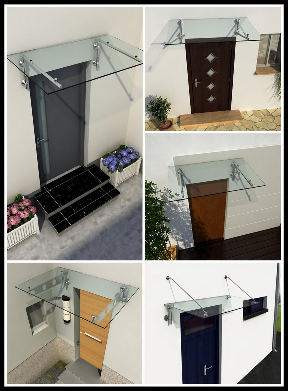 GLASVORDACH 120x90 cm Sicherheitsglas Edelstahl Klarglas S-Silber - Transparent, Glas (120/1.31/90cm) -  Glaswerk Westfalen